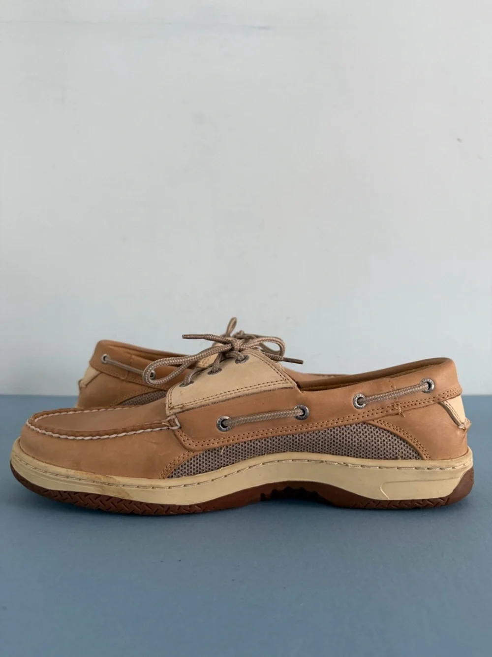Sperry Top Sider Billfish 3-Eye Boat Shoes Light Brown Leather Loafers